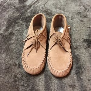 Tan moccasins