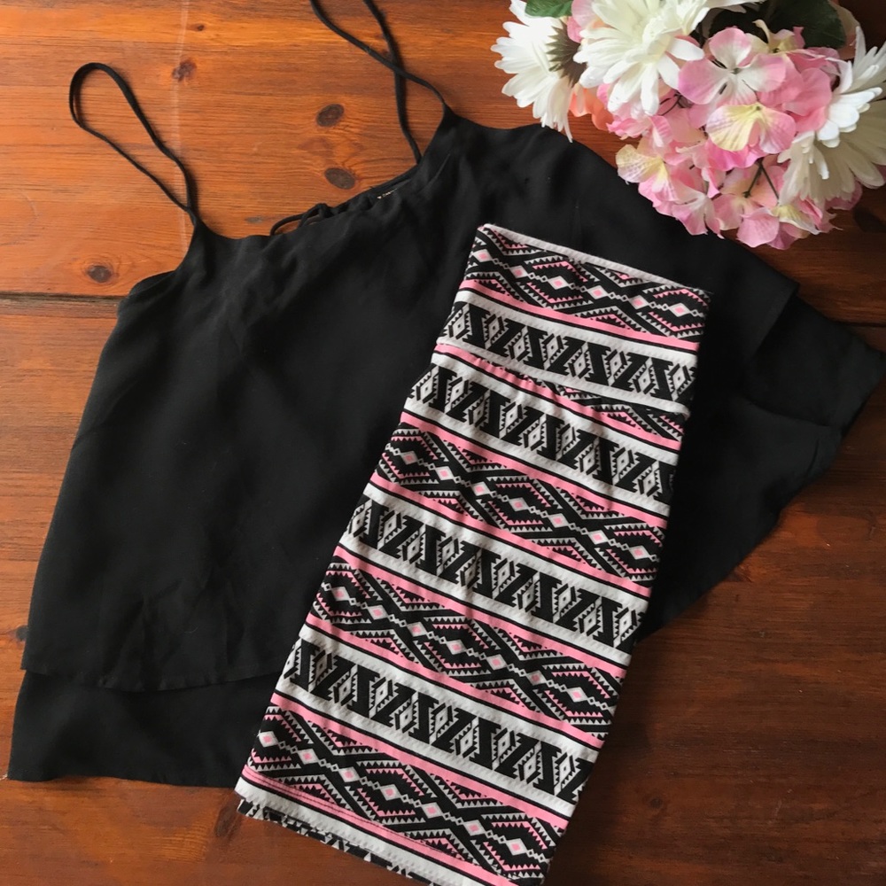 Pink striped Bodycon skirt