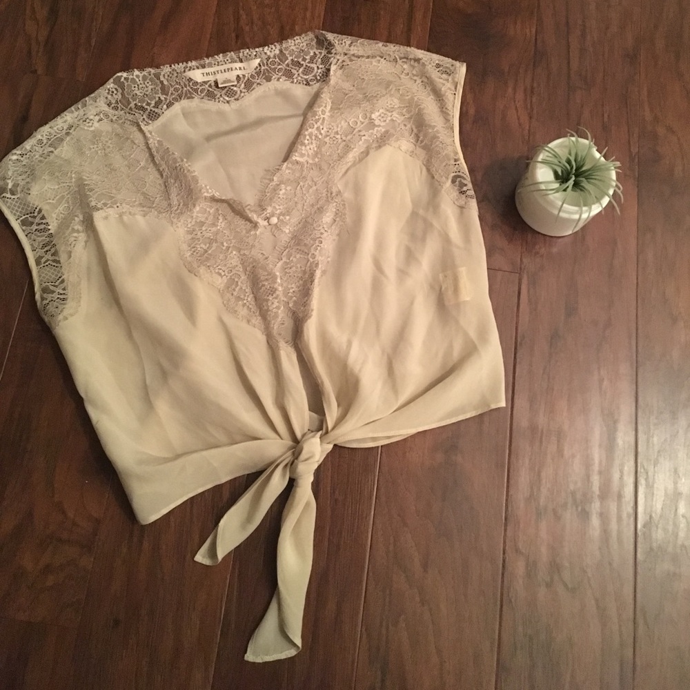 Thistle Pearl Silk Cropped Blouse