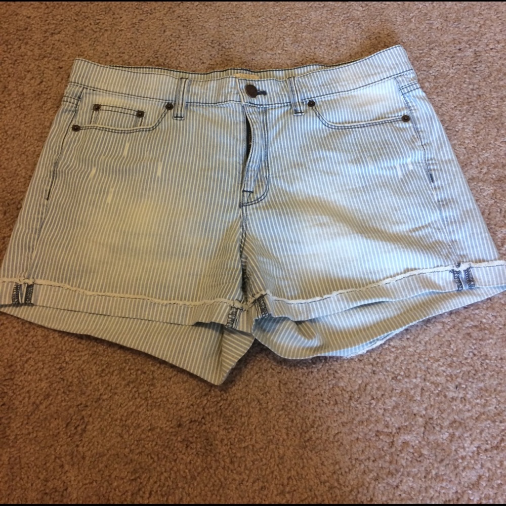 J Crew Nautical Striped Distressed Shorts