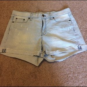 J Crew Nautical Striped Distressed Shorts