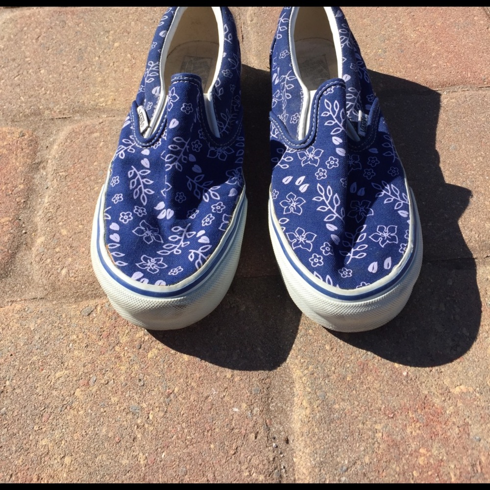 Vans Women's Slip on Blue Fern Print Sz 8