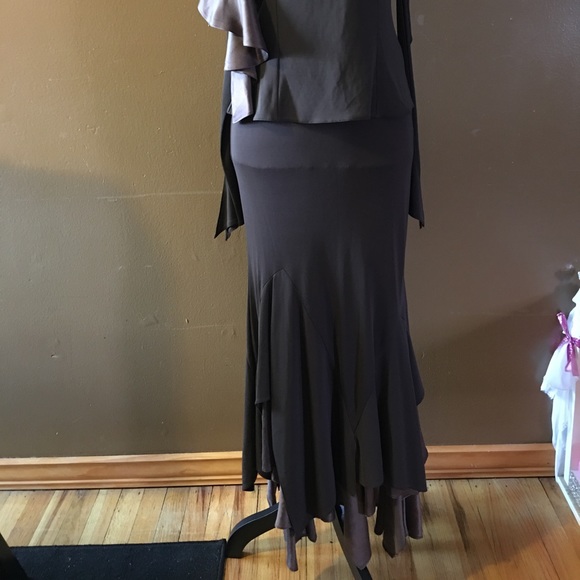 2 PIECE EVENING LONG PLEATED SKIRT & TOP - Picture 3 of 8