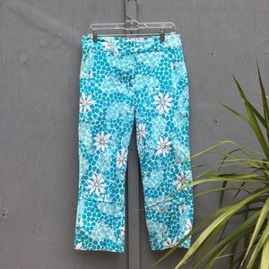 Lilly Pulitzer Blue Panther Print Cropped Pants