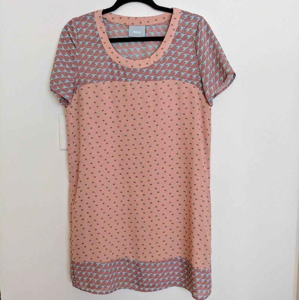 Anthropologie Pink Patterened Shift Dress