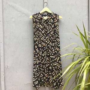 Anthropologie - Tie Waist Black Pattern Dress