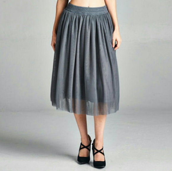 Party event tulle skirt slate grey new midi S M L - Picture 3 of 7