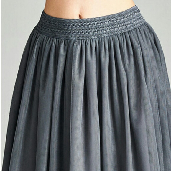 Party event tulle skirt slate grey new midi S M L - Picture 4 of 7