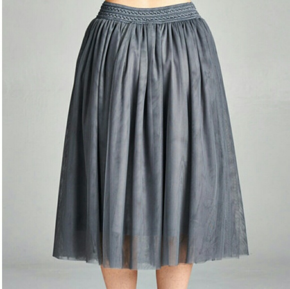 Party event tulle skirt slate grey new midi S M L - Picture 5 of 7