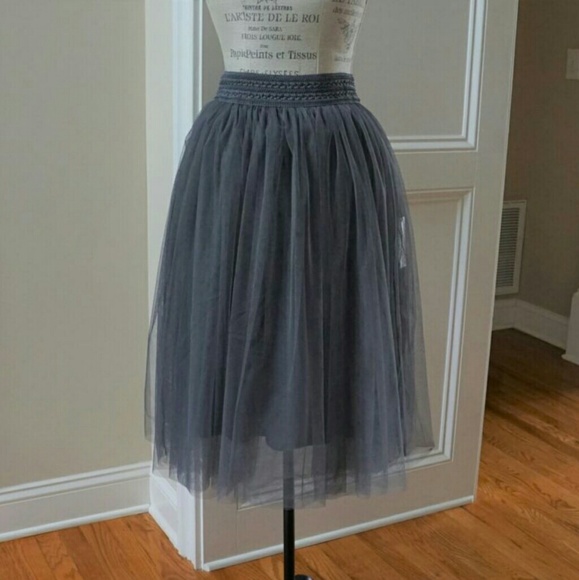 Party event tulle skirt slate grey new midi S M L - Picture 7 of 7