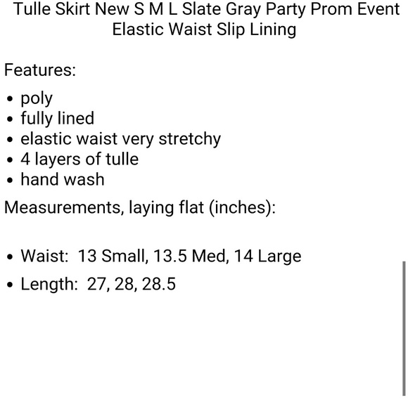 Party event tulle skirt slate grey new midi S M L - Picture 2 of 7