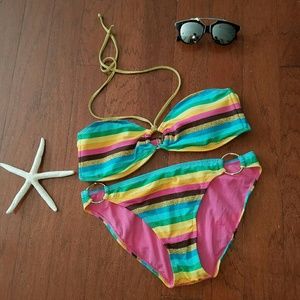 Rainbow striped bikini