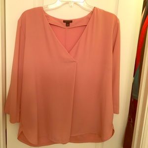 Ann Taylor melon color crepe blouse, size large