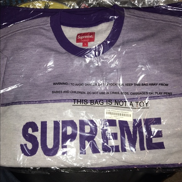 supreme tonal stripe logo crewneck