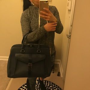 Zara Office City Bag - navy blue with gold