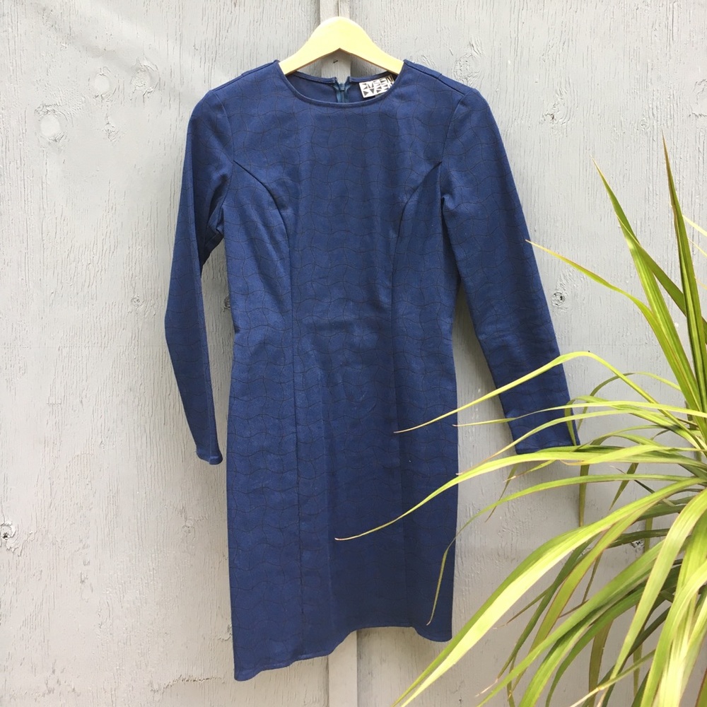 Blue Wavy Check Dress by Dusen Dusen