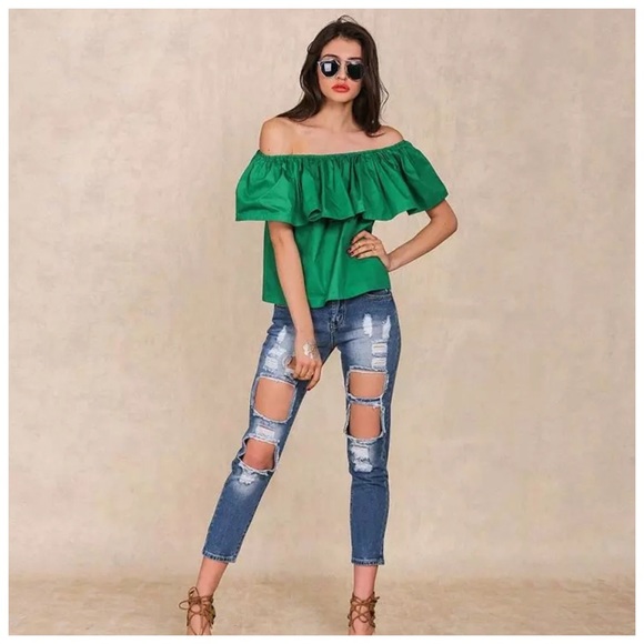 Satiny Ruffle Top - Picture 6 of 7