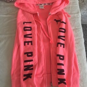 pink brand zip up hoodie