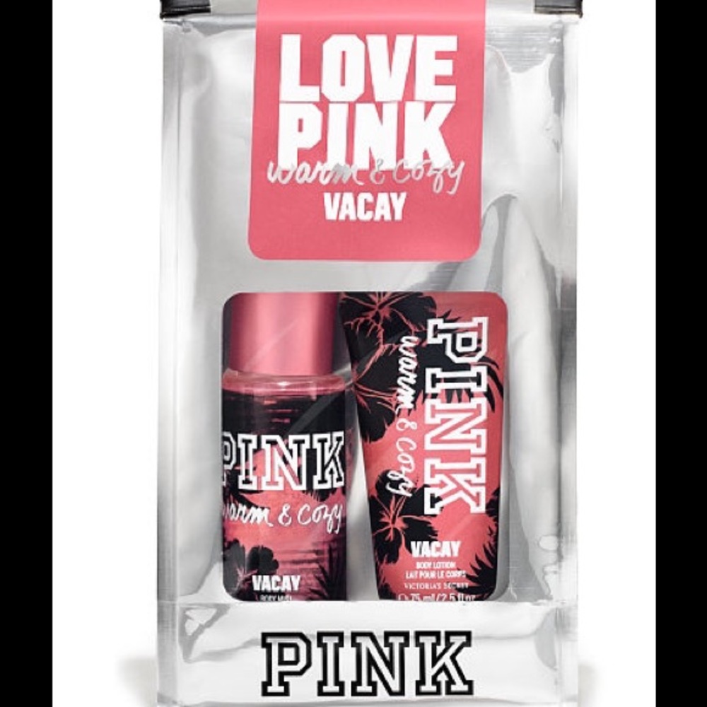 Pink warm and cozy travel size gift set