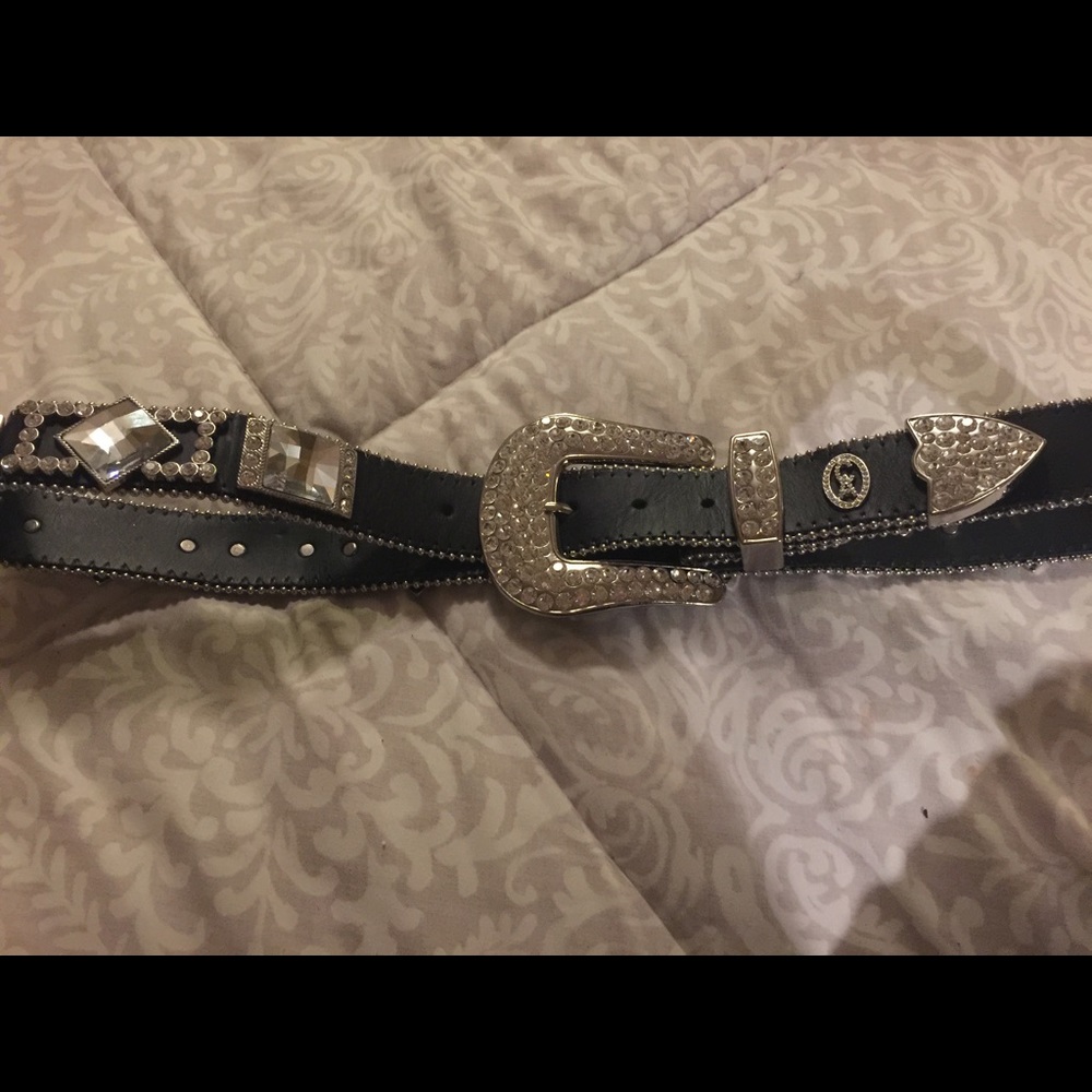 Christina Alexander Swarovski leather belt