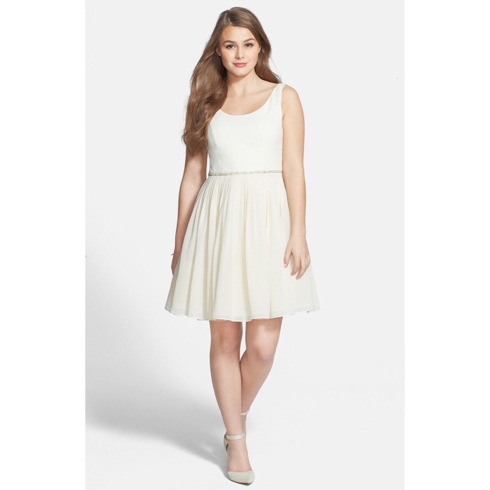  Embellished Waist Pleated Fit & Flare Dress NWT
