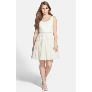  Embellished Waist Pleated Fit & Flare Dress NWT