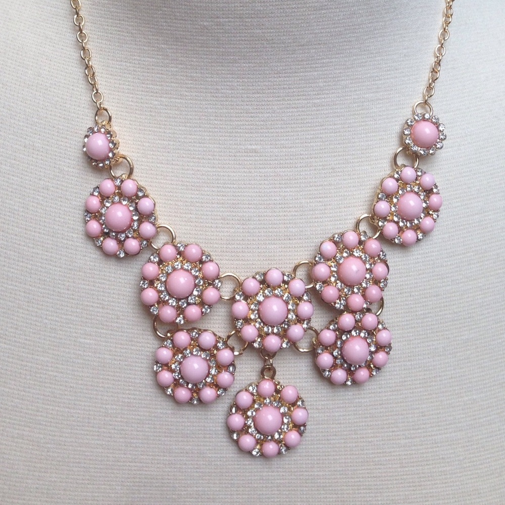 Pink & Gold Statement Necklace - Picture 2 of 5