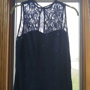 Formal Sequined & Lace Floor Length Dress