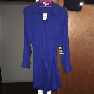 🔹 NWT Express Royal Blue Button up Dress w/ belt