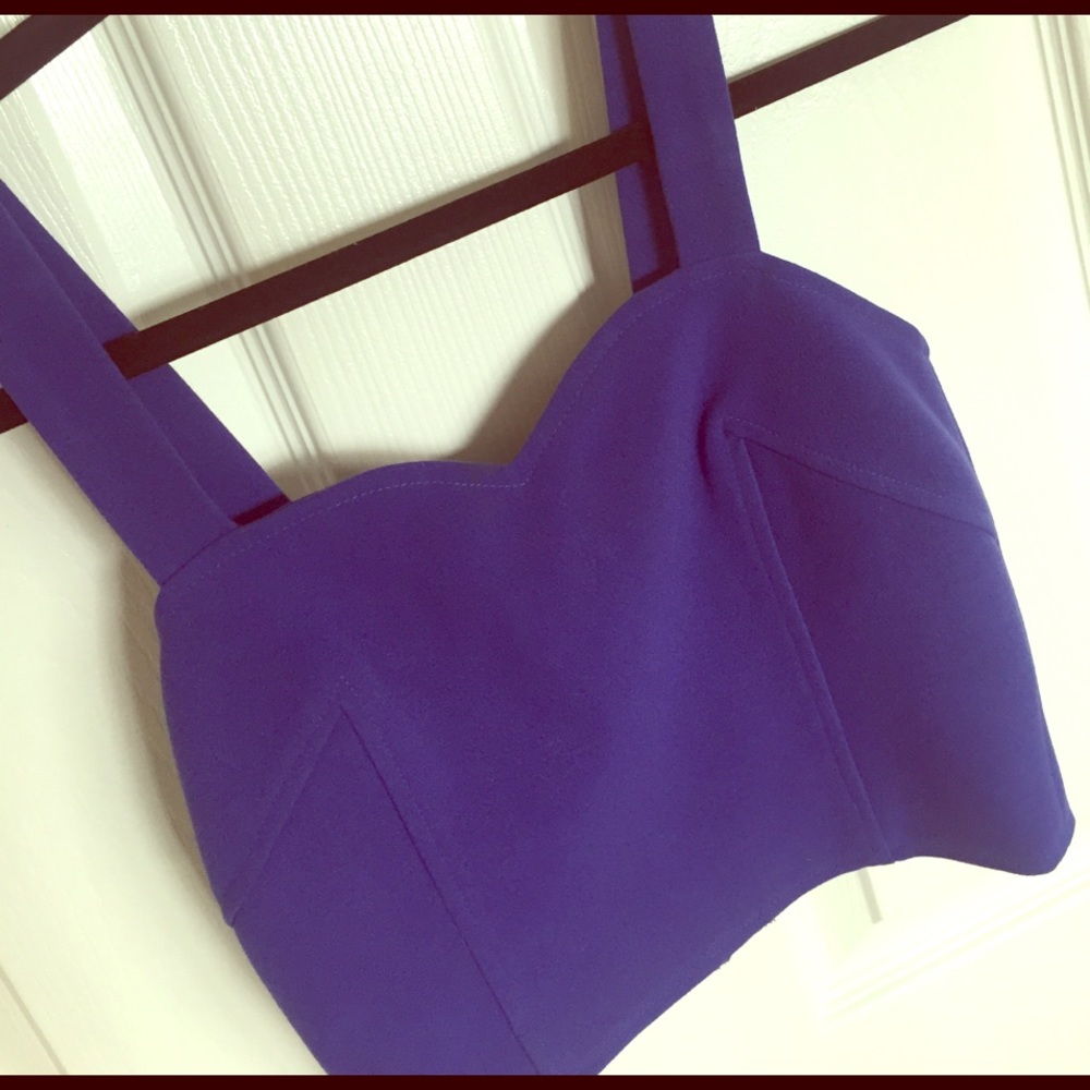 Blue Cutout Crop Top