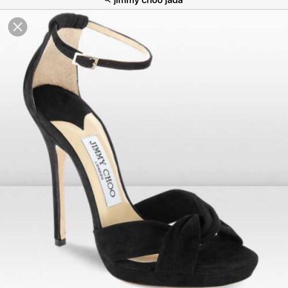 Jimmy Choo Jada black suede open toe heels!