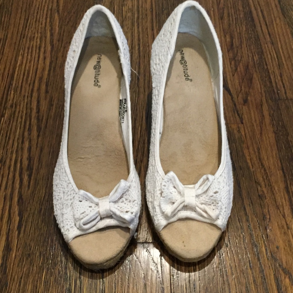 White crochet wedges