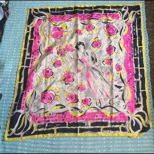 Vintage, silk, hand-rolled scarf