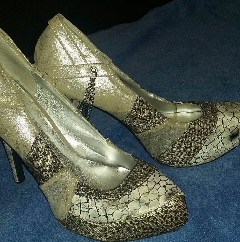 Metallic Silver Heels