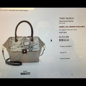 ✨SALE✨Tory Burch Clara Pieced Satchel Snake Print