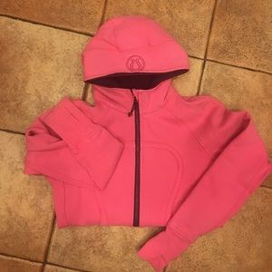 Pink Lululemon Scuba Hoodie w/purple hood, details