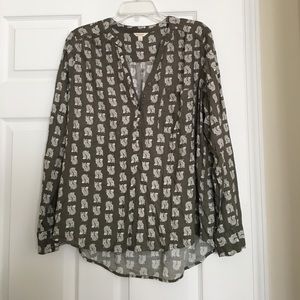 Fox patterned tunic, deep olive green