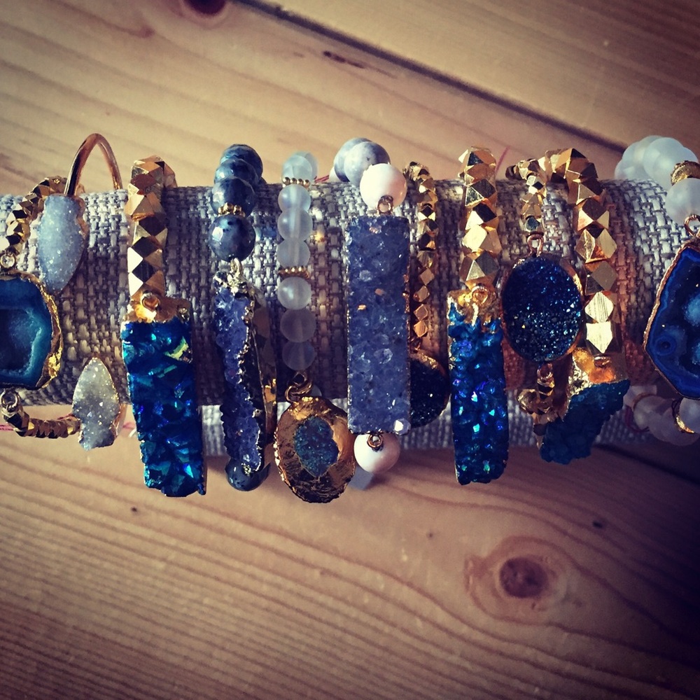 Druzy stone gold bracelets