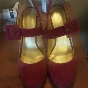 Mary Jane style heels pinkish red