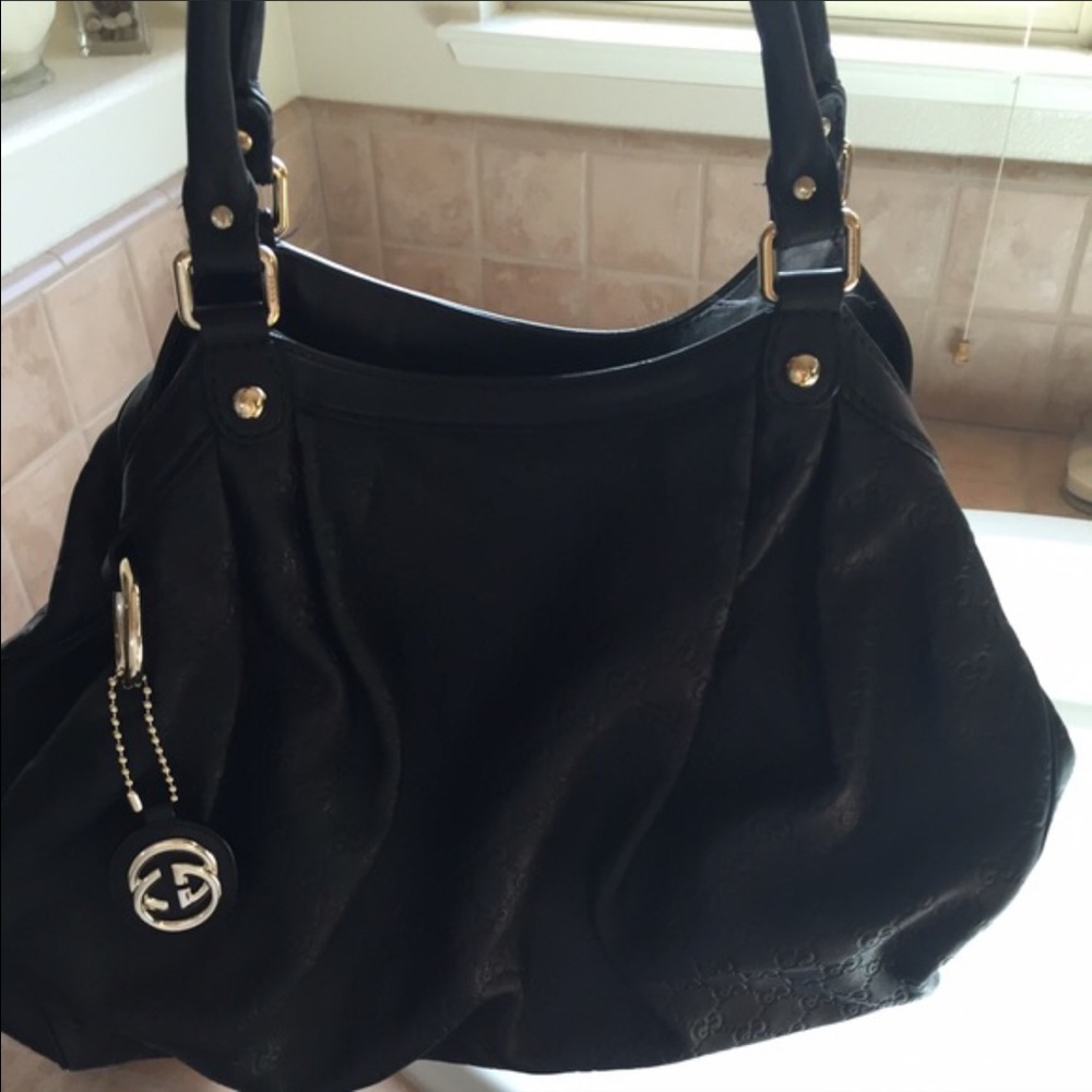 Gucci SUKEY Black leather large 100% authentic
