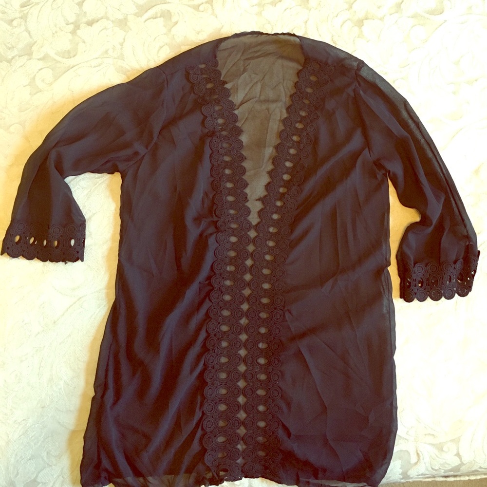 Black size large sheer swimsuit coverup