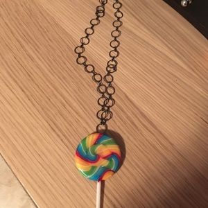 Rainbow lollipop charm necklace