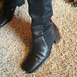 Leather boot_ below the knee
