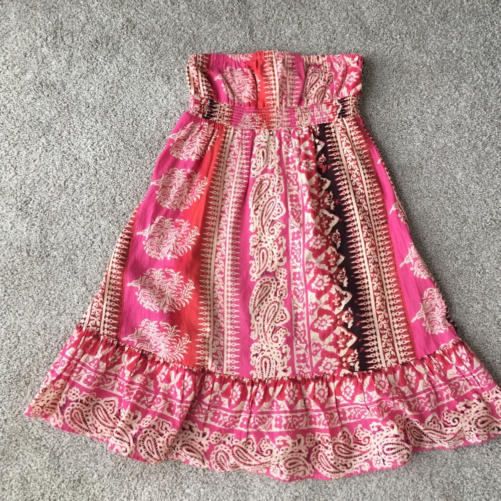 Strapless boho dress