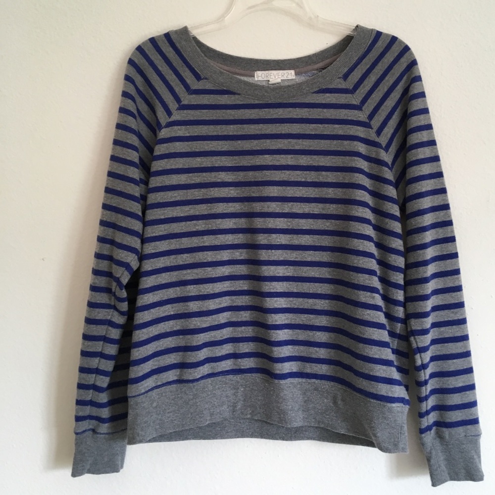 Gray and Blue Striped Sweater