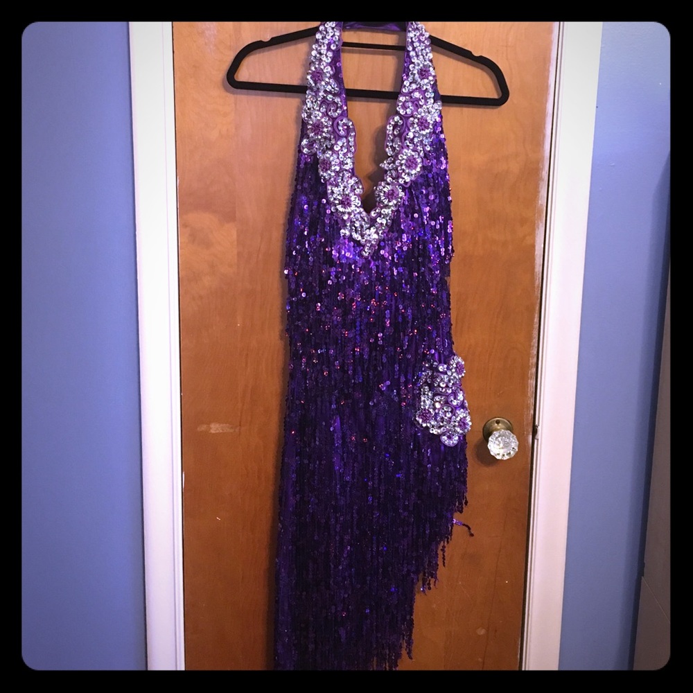 Purple sequined dance costume