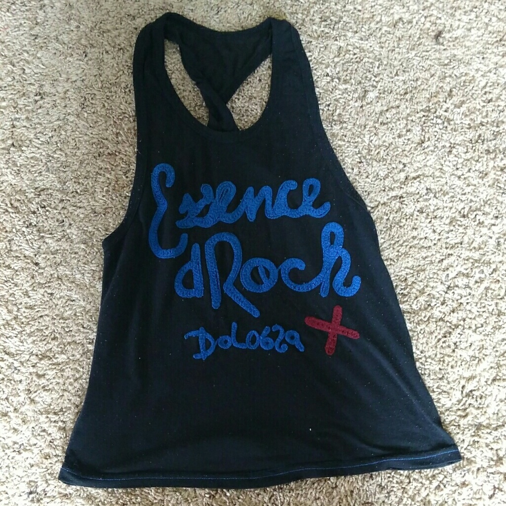 A blue n black top