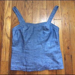Ann Taylor Loft Blue Cotton Top sz 0 Extra Small