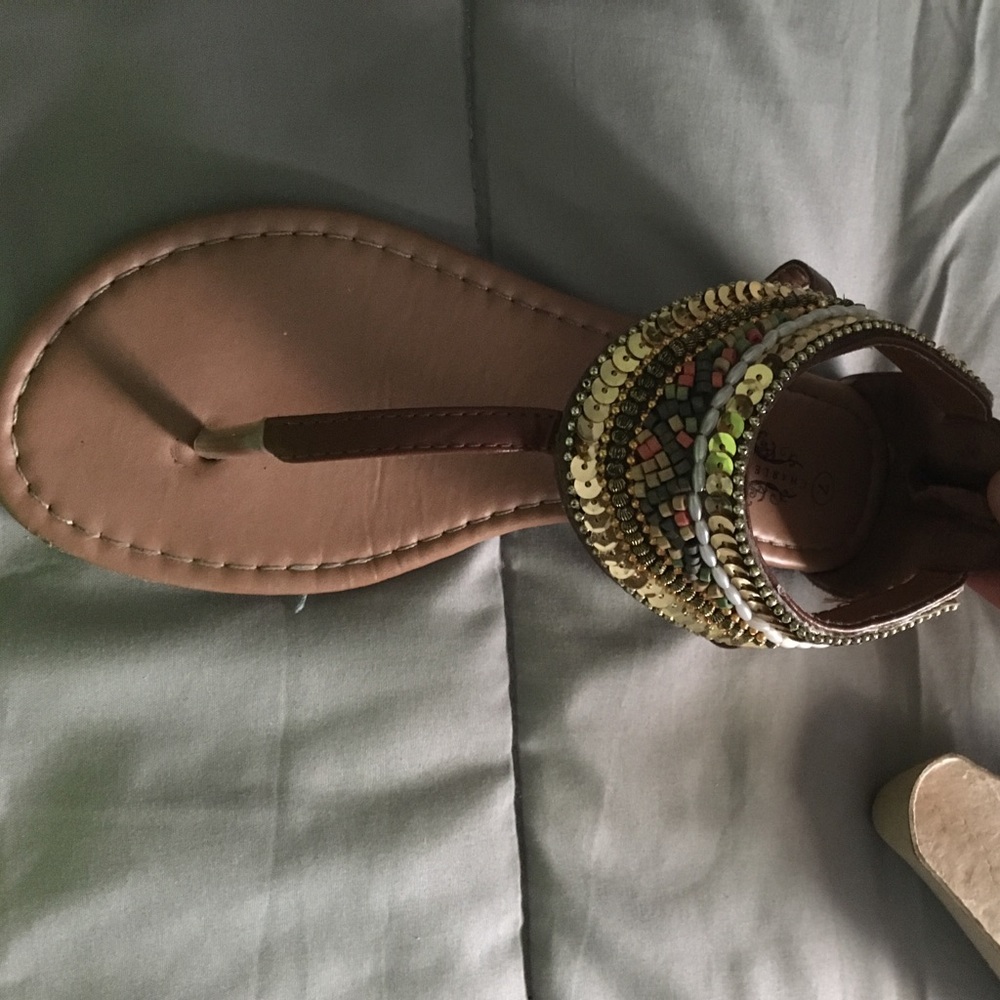 New Blinged Out Brown Sandals