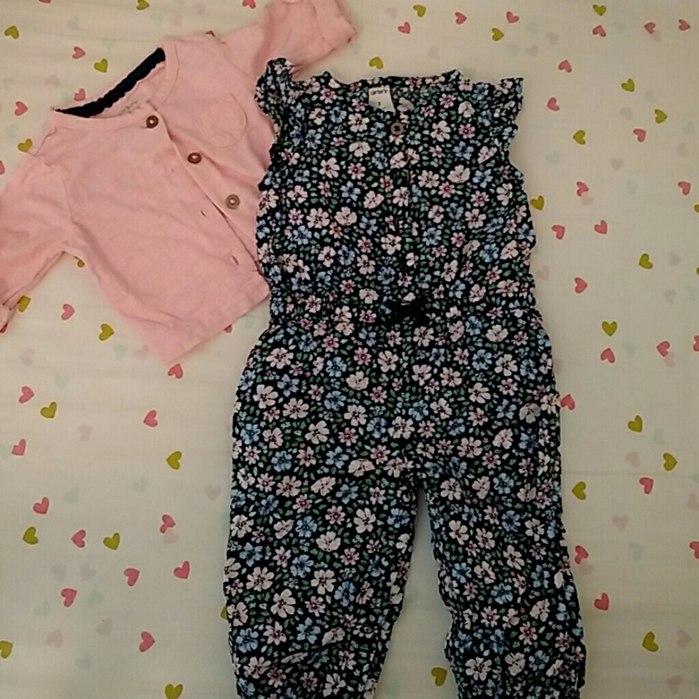 Carters floral jumpsuit with cotton sweater